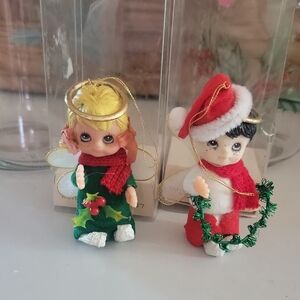 Vintage Christmas Angel and Santa Figurines Ornaments Angel Babes 1970's